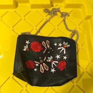 Black rose, bedazzled bag from Zara / small med